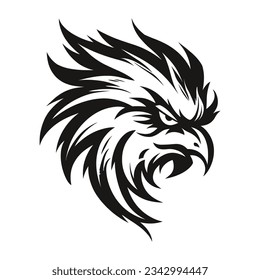 Black and White Griffin Head Silhouette