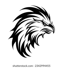 Black and White Griffin Head Silhouette