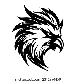 Black and White Griffin Head Silhouette