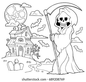 Black and white grim reaper theme 2 - eps10 vector illustration.