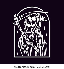 Black White Grim Reaper Vector