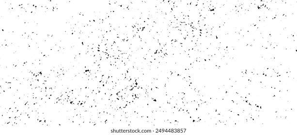 Black and white gritty grunge texture. Grainy rugged overlay background. Distressed noise surface with dust, particles, speckles, specks. Rough scattered and sprayed texture backdrop. Vector