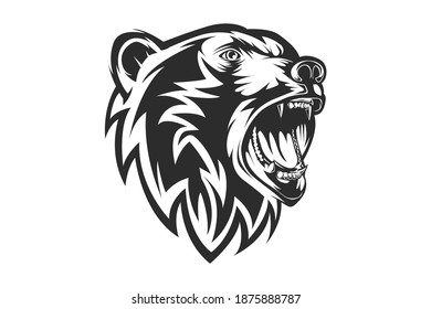 BLACK WHITE GRIZLY BEAR VECOR ILLUSTRATION