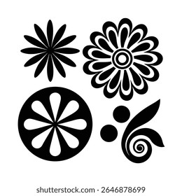 Black and white groovy vector graphic of a peace symbol surrounded by radiating lines, circles, and starbursts on a white background.