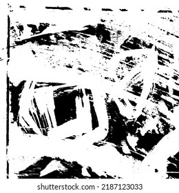 Black and white grunge. Abstract monochrome vector texture. Dirty chaotic pattern of scratches, cracks, stains. Surreal background