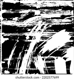 Black and white grunge. Abstract monochrome vector texture. Dirty chaotic pattern of scratches, cracks, stains. Surreal background