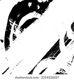Black and white grunge. Abstract monochrome vector texture. Dirty chaotic pattern of scratches, cracks, stains. Surreal background