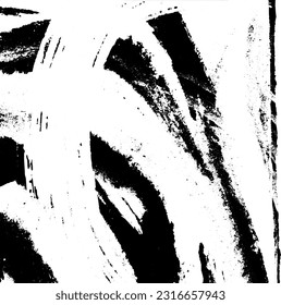 Black and white grunge. Abstract monochrome vector texture. Dirty chaotic pattern of scratches, cracks, stains. Surreal background