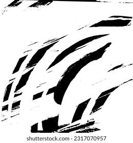 Black and white grunge. Abstract monochrome vector texture. Dirty chaotic pattern of scratches, cracks, stains. Surreal background