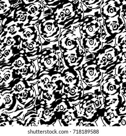 Black and white grunge. Abstract vector background. The dark texture of cracks, stains of ink. Fantastic vintage pattern