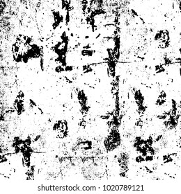 Black and white grunge background. Abstract monochrome vector texture. Pattern of ink stains, dust, lines, chips