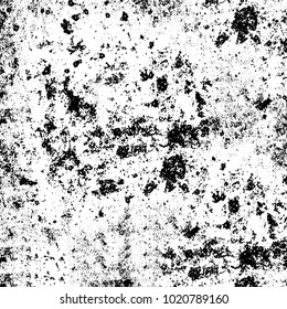 Black and white grunge background. Abstract monochrome vector texture. Pattern of ink stains, dust, lines, chips