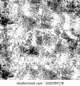 Black and white grunge background. Abstract monochrome vector texture. Pattern of ink stains, dust, lines, chips