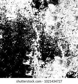 Black and white grunge background. Abstract monochrome vector texture. Pattern of ink stains, dust, lines, chips