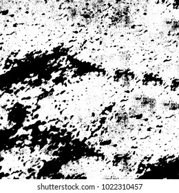 Black and white grunge background. Abstract monochrome vector texture. Pattern of ink stains, dust, lines, chips