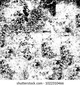 Black and white grunge background. Abstract monochrome vector texture. Pattern of ink stains, dust, lines, chips