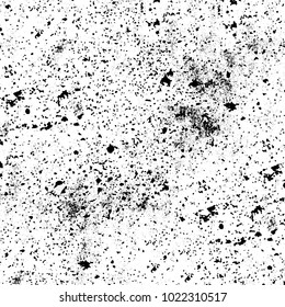 Black and white grunge background. Abstract monochrome vector texture. Pattern of ink stains, dust, lines, chips