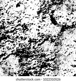 Black and white grunge background. Abstract monochrome vector texture. Pattern of ink stains, dust, lines, chips