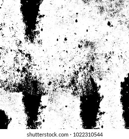 Black and white grunge background. Abstract monochrome vector texture. Pattern of ink stains, dust, lines, chips