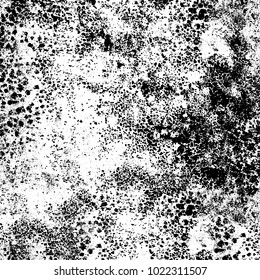 Black and white grunge background. Abstract monochrome vector texture. Pattern of ink stains, dust, lines, chips