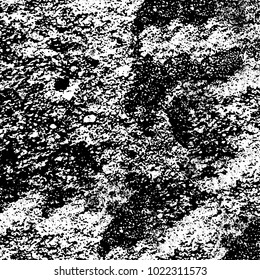 Black and white grunge background. Abstract monochrome vector texture. Pattern of ink stains, dust, lines, chips
