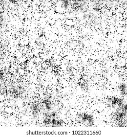 Black and white grunge background. Abstract monochrome vector texture. Pattern of ink stains, dust, lines, chips