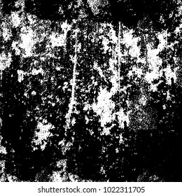 Black and white grunge background. Abstract monochrome vector texture. Pattern of ink stains, dust, lines, chips