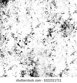 Black and white grunge background. Abstract monochrome vector texture. Pattern of ink stains, dust, lines, chips