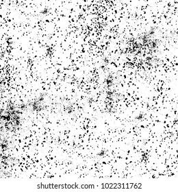 Black and white grunge background. Abstract monochrome vector texture. Pattern of ink stains, dust, lines, chips