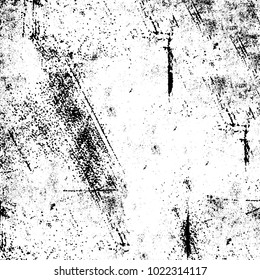 Black and white grunge background. Abstract monochrome vector texture. Pattern of ink stains, dust, lines, chips