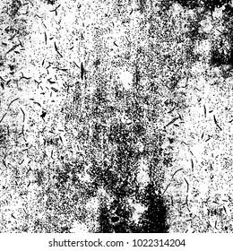 Black and white grunge background. Abstract monochrome vector texture. Pattern of ink stains, dust, lines, chips