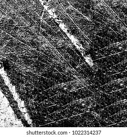Black and white grunge background. Abstract monochrome vector texture. Pattern of ink stains, dust, lines, chips