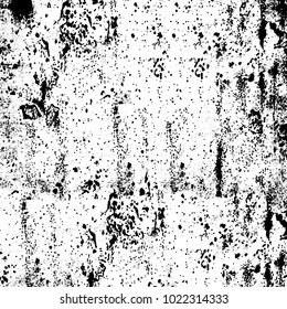 Black and white grunge background. Abstract monochrome vector texture. Pattern of ink stains, dust, lines, chips