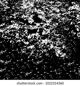 Black and white grunge background. Abstract monochrome vector texture. Pattern of ink stains, dust, lines, chips