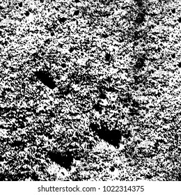 Black and white grunge background. Abstract monochrome vector texture. Pattern of ink stains, dust, lines, chips