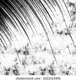Black and white grunge background. Abstract monochrome vector texture. Pattern of ink stains, dust, lines, chips