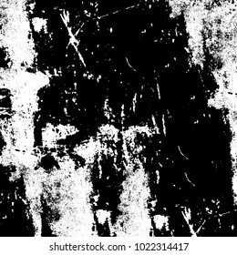Black and white grunge background. Abstract monochrome vector texture. Pattern of ink stains, dust, lines, chips