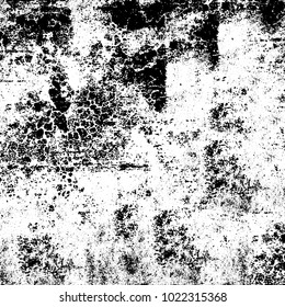 Black and white grunge background. Abstract monochrome vector texture. Pattern of ink stains, dust, lines, chips