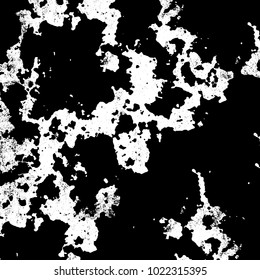 Black and white grunge background. Abstract monochrome vector texture. Pattern of ink stains, dust, lines, chips