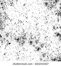 Black and white grunge background. Abstract monochrome vector texture. Pattern of ink stains, dust, lines, chips