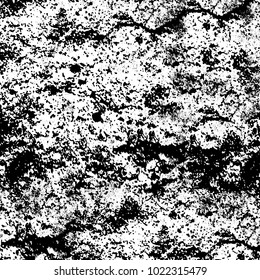 Black and white grunge background. Abstract monochrome vector texture. Pattern of ink stains, dust, lines, chips