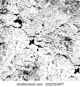 Black and white grunge background. Abstract monochrome vector texture. Pattern of ink stains, dust, lines, chips