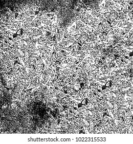 Black and white grunge background. Abstract monochrome vector texture. Pattern of ink stains, dust, lines, chips
