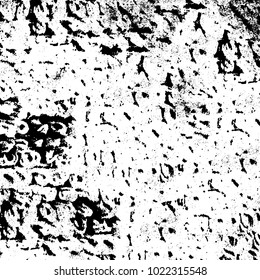 Black and white grunge background. Abstract monochrome vector texture. Pattern of ink stains, dust, lines, chips