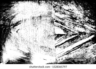 Black white grunge background. Abstract monochrome texture of scratches, chips, cracks. Vector pattern of the worn surface