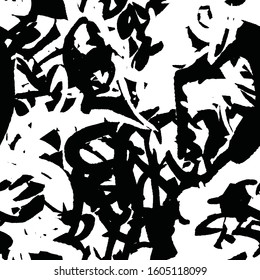 Black white grunge background. Abstract monochrome vector seamless texture