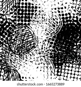 Black white grunge background. Abstract monochrome vector seamless texture