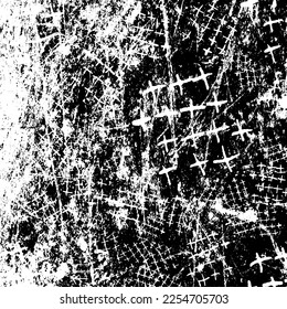 Fondo negro y blanco. Resumen de textura mística. Patrón de arañazos, superficie vintage, suciedad