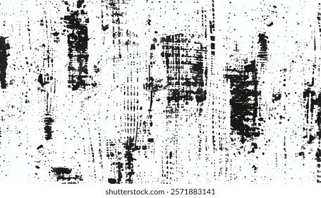 Black and white Grunge background.  Abstract monochrome vector texture. Grunge Texture Vector Isolated on White Background. Background of cracks, scuffs, chips, stains, ink spots, lines. EPS10.