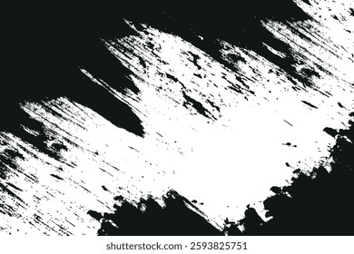 Black and white grunge background, abstract paint brush strokes, distressed texture, artistic ink splash.